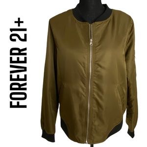 FOREVER 21+ Satin Bomber Jacket, Size 1x
